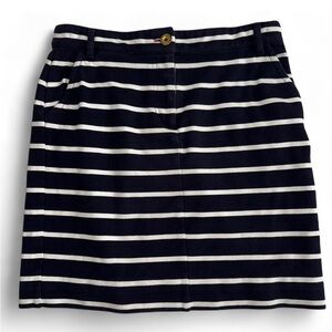 Boden skirt mini style Navy Blue White striped with pockets size 4